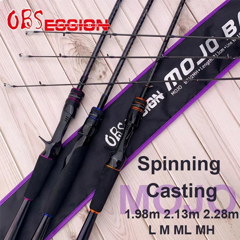 OBSESSION carbone 1.98 m 2.13 m 2.28 m MOJO filature coulée canne à pêche L M ML MH 2 Sections Ultra