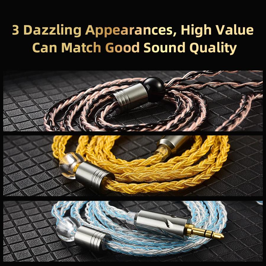 QKZ T1 câble pour écouteurs Type QDC câble de mise à niveau en cuivre plaqué argent 3.5mm casque fil
