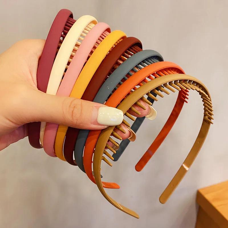 Serre-têtes colorés mats à dents pour femmes, bandeaux de finition pour cheveux rebelles, accessoire