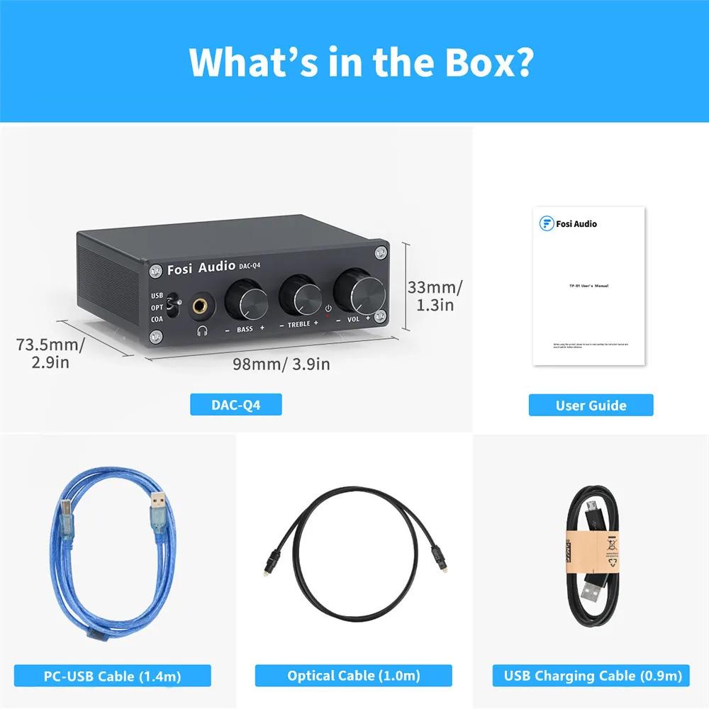 Fosi Audio Q4 Mini stéréo USB Gaming DAC et amplificateur de casque adaptateur de convertisseur Audi