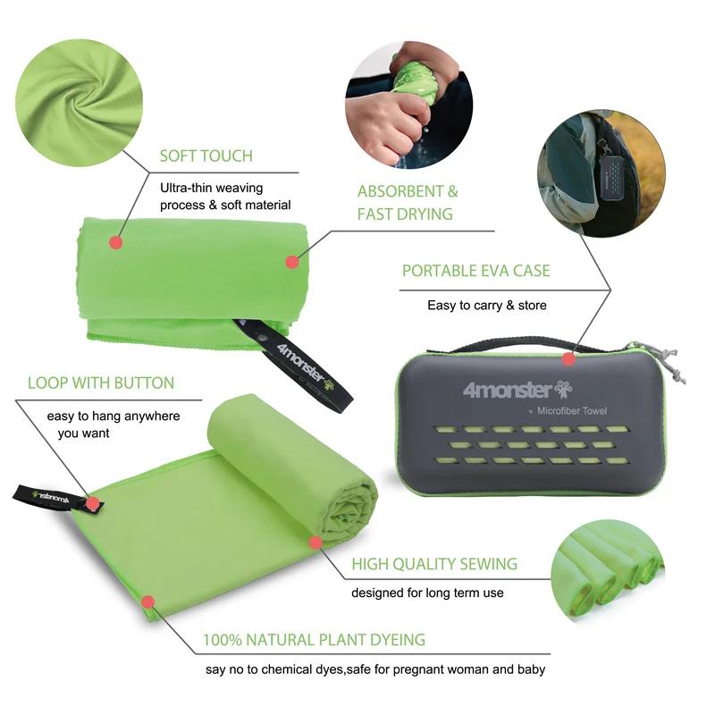 Serviette de plage Super absorbante, serviette en microfibre à séchage rapide, serviette de gymnasti