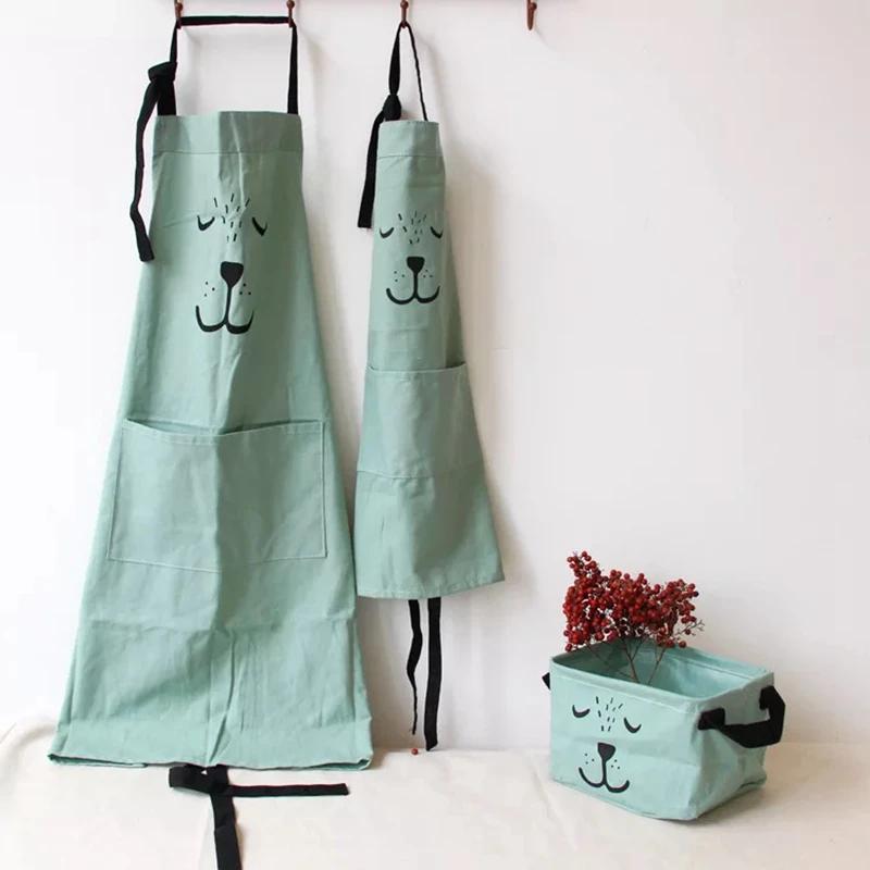Dessin animé ours enfants adultes tabliers femme cuisine tablier BBQ bavoir cuisson Parent enfant pe