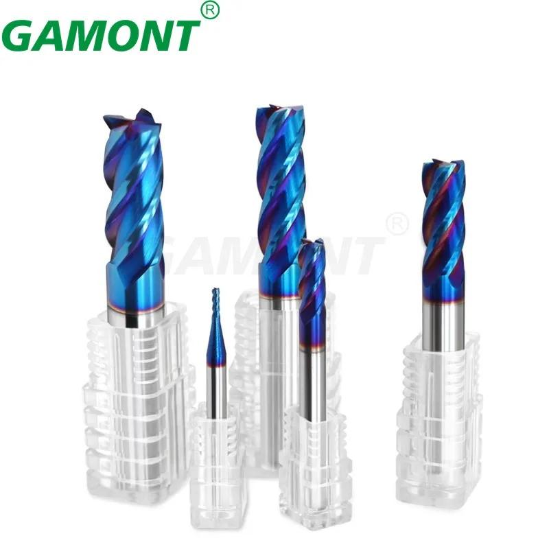 GAMONT HRC70  4-Fraise cannelures carbure d'acier au tungstène revêtement de caractéristique bleue f