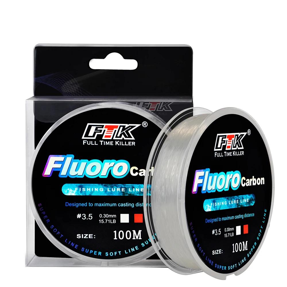FTK 100M ligne de pêche à revêtement fluorocarbone 4.14LB-34.32LB ligne de Leader Monofilament en Fi