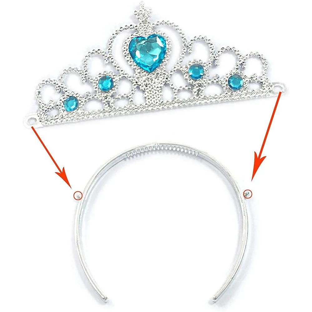 Accessoires de princesse Elsa, ensemble de déguisement pour petites filles, Costume de couronne Elsa