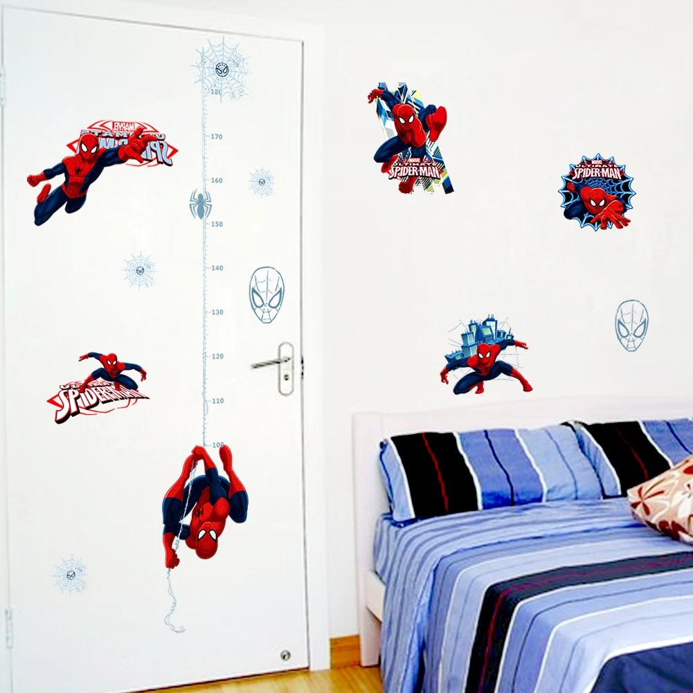 Autocollant mural règle de hauteur Spider Man, autocollant mural en vinyle de super-héros Spiderman 