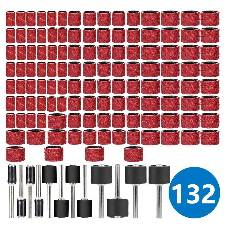 CMCP 102/132 pièces jeu de tambours de ponçage 1/4 3/8 1/2 pouces bandes de ponçage avec mandrins de