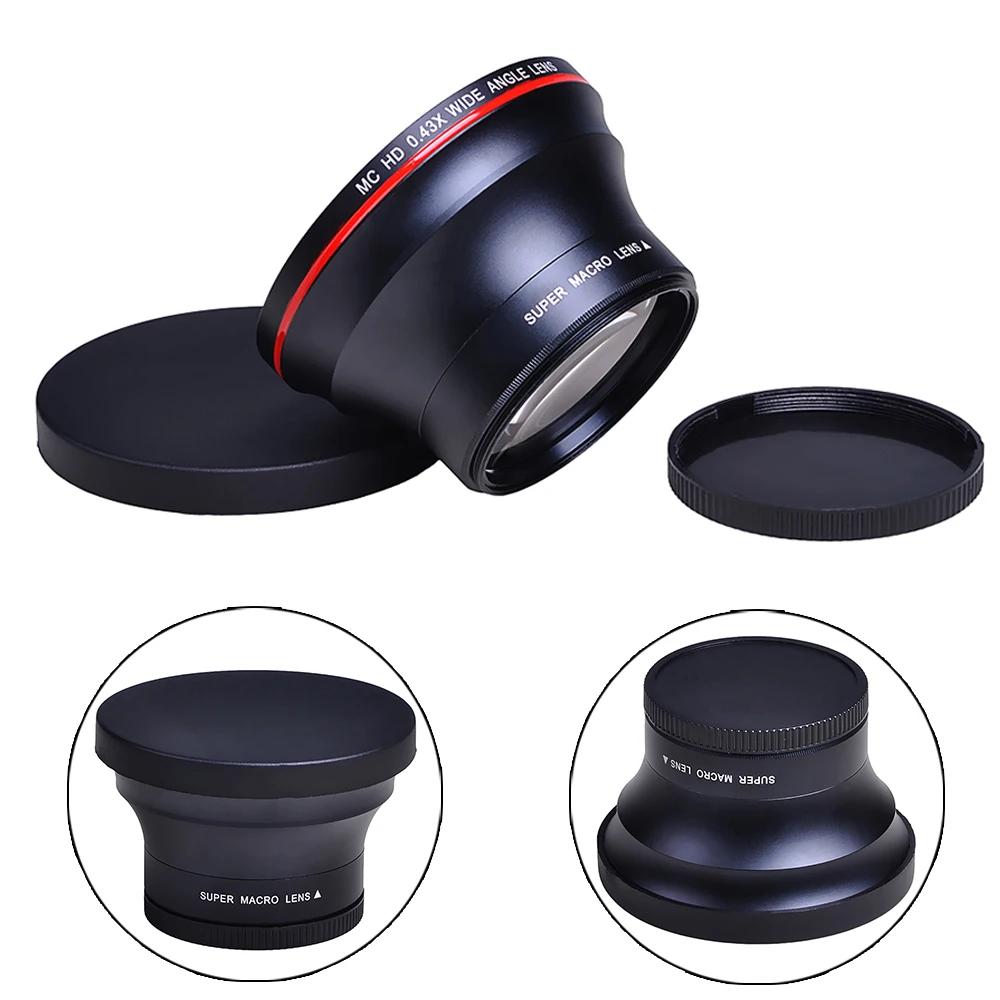 Objectif de caméra grand Angle HD professionnel 52 55 58MM 0.43x, Macro pour Canon EOS Rebel 77D T7i