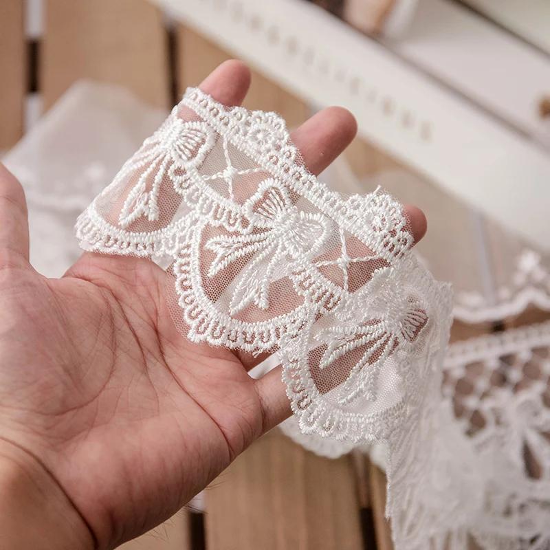 Ruban en dentelle Lolita blanc, 2yards, accessoires de couture, broderie de papillons 3D, garnitures