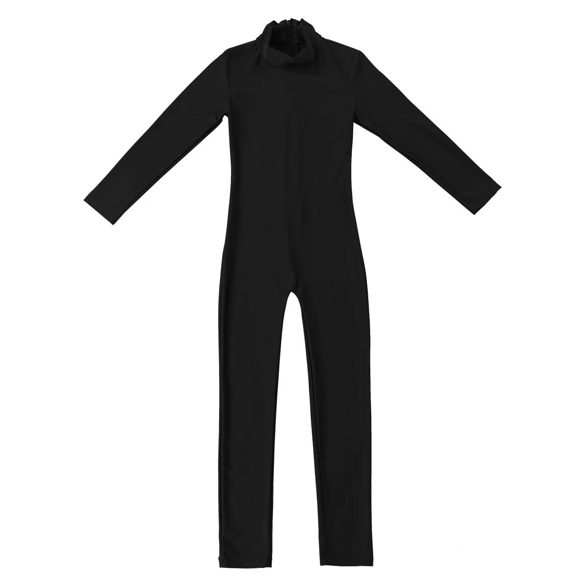 Justaucorps à manches longues et col montant en spandex pour filles, justaucorps de gymnastique de b