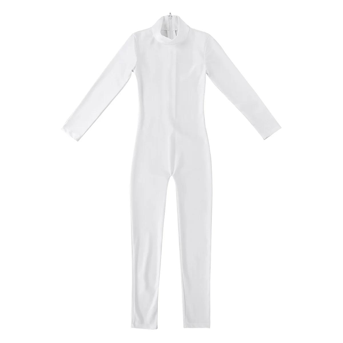 Justaucorps à manches longues et col montant en spandex pour filles, justaucorps de gymnastique de b