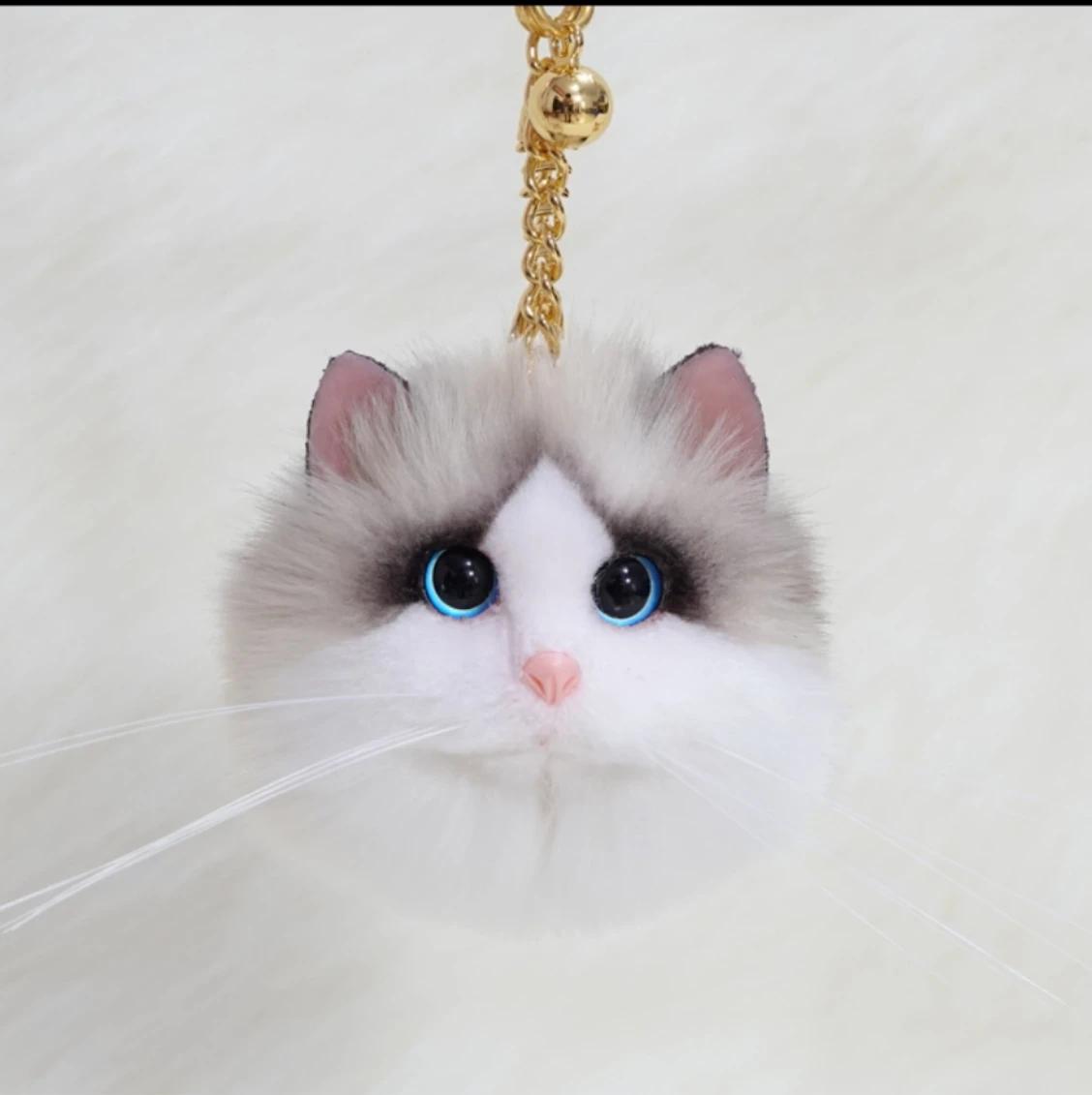 Haute qualité simulation peluche chat mignon téléphone portable boucle sac boucle voiture porte-clés