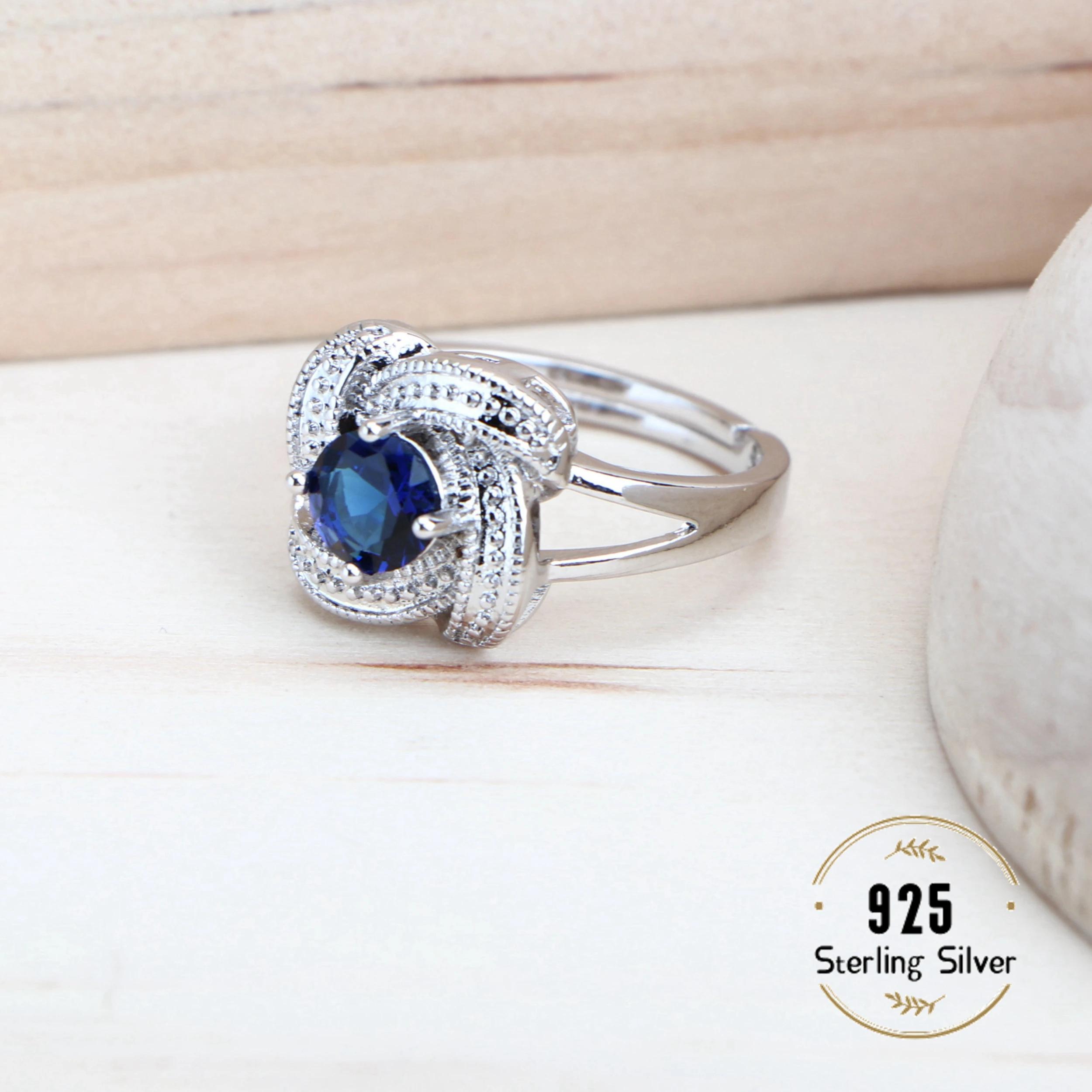 Ensembles de bijoux en zircon bleu pour femmes, en argent Sterling 925, Costume de mariage, bijoux, 