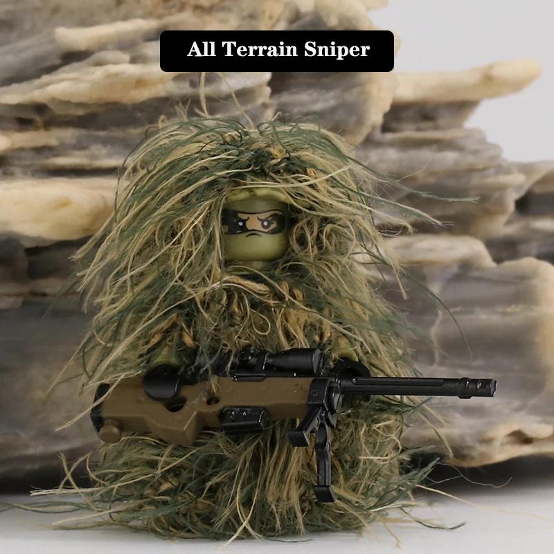 Vêtements de Camouflage de Sniper militaire tout-Terrain, blocs de construction, figurines de soldat