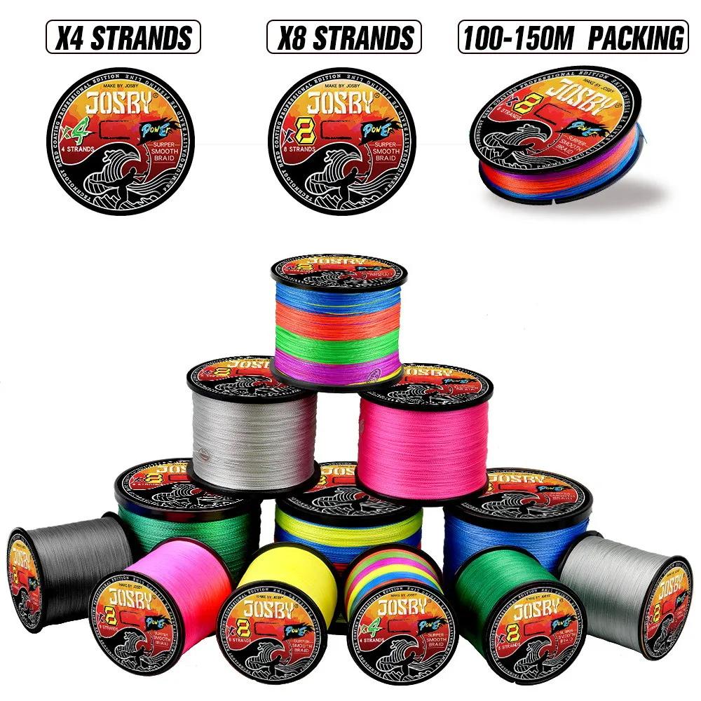 JOSBY 200M 300M 500M 1000M multicolore 100% PE 8 fil tressé 4 brins Multifilament ligne de pêche jap
