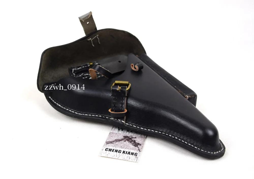 Reconstitution Allemand Luger P08 P-08 Étui rigide Cuir noir