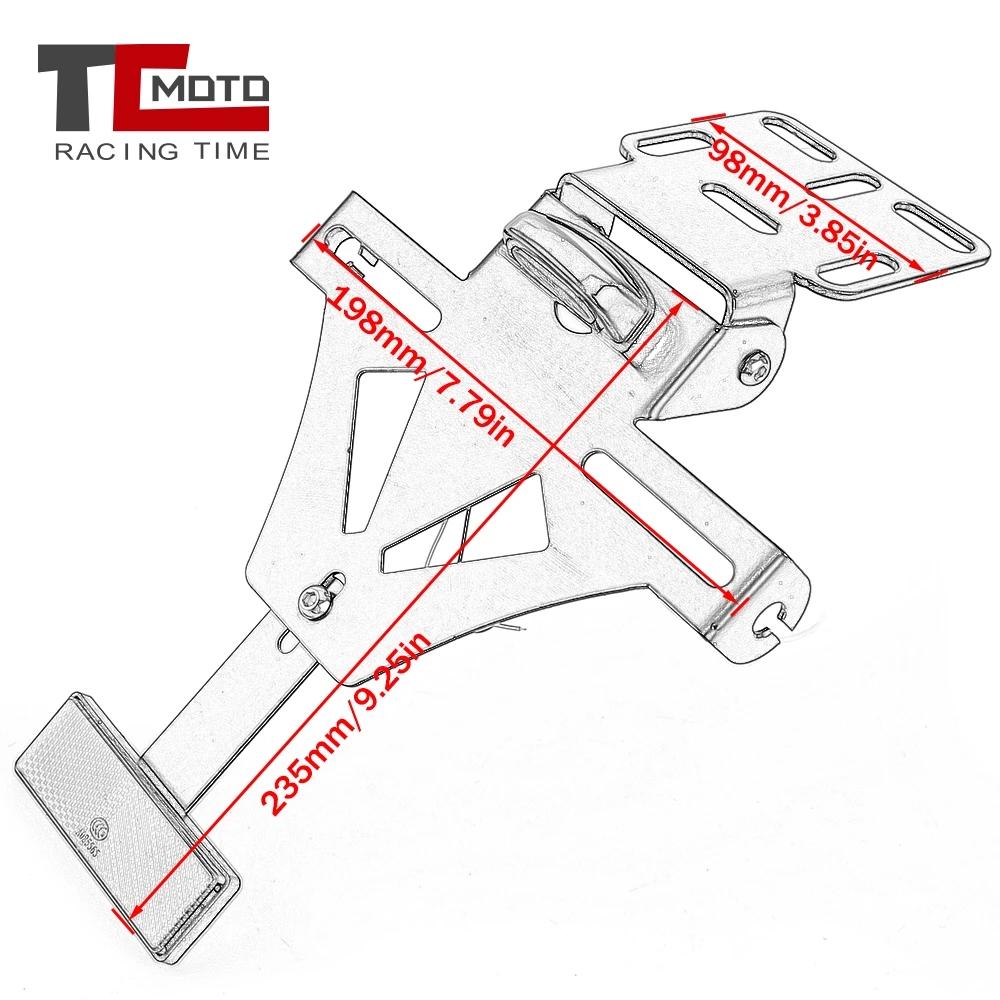 Support de cadre arrière de plaque d'immatriculation arrière réglable pour moto, avec lumière LED, a