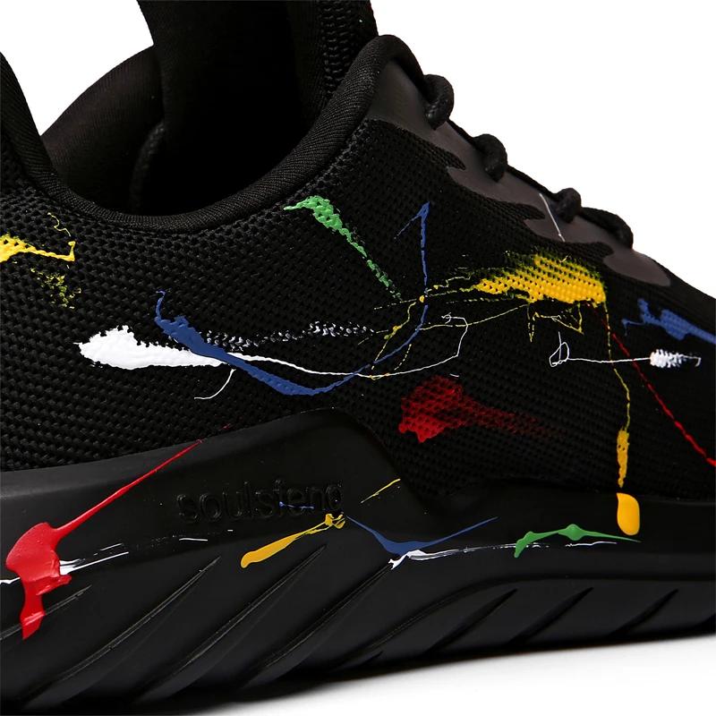 Chaussures course graffiti hommes Soulsfeng - Baskets athlétiques maille respirante légères - Amorti baume entraînement running