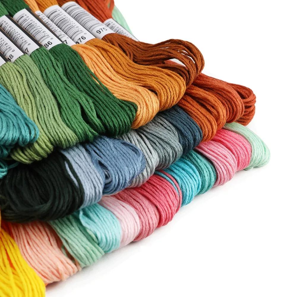 50/100/150/200/447 pièces fil à broder multicolore point de croix fils de fil coton écheveaux de cou