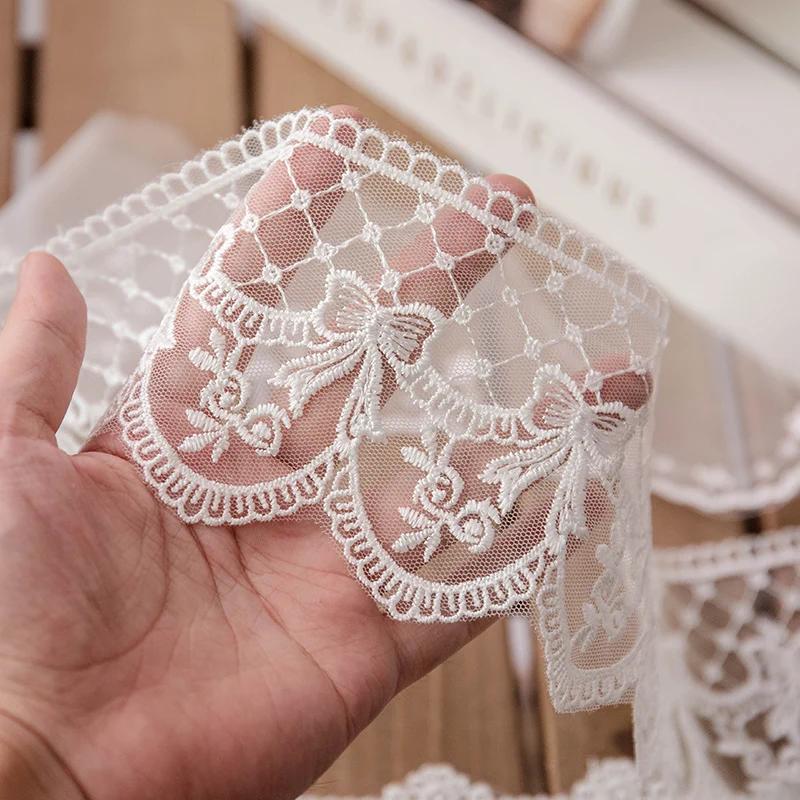 Ruban en dentelle Lolita blanc, 2yards, accessoires de couture, broderie de papillons 3D, garnitures
