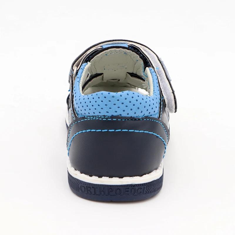 Sandales orthopédiques d'été pour garçons, motif aigle mignon, en cuir PU, chaussures plates à bout 