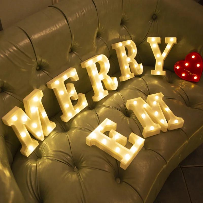 Alphabet lettre LED lumières lumineux numéro lampe batterie chaude veilleuse pour la maison mariage 