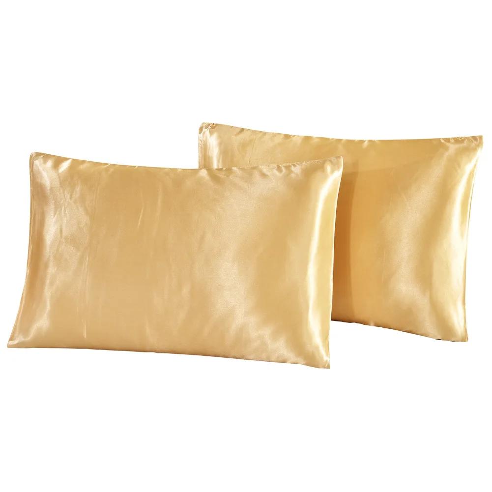 Taie d'oreiller en Satin de soie Queen, 1 pièce, housse de literie pour la maison, oreiller lisse, r
