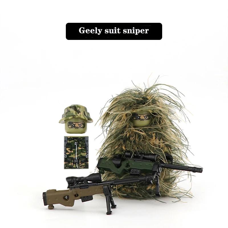 Vêtements de Camouflage de Sniper militaire tout-Terrain, blocs de construction, figurines de soldat