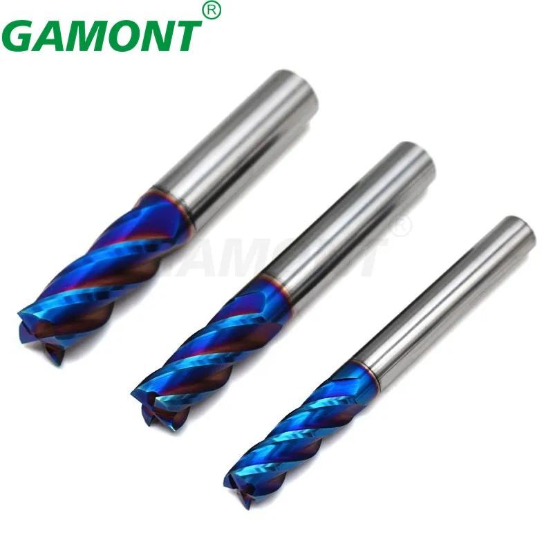 GAMONT HRC70  4-Fraise cannelures carbure d'acier au tungstène revêtement de caractéristique bleue f