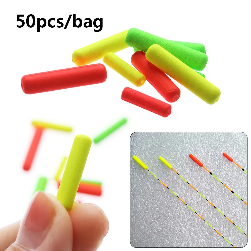 Lot de 50 flotteurs en mousse pour la pêche, boules ovales, perles, indicateur de poids léger, haric