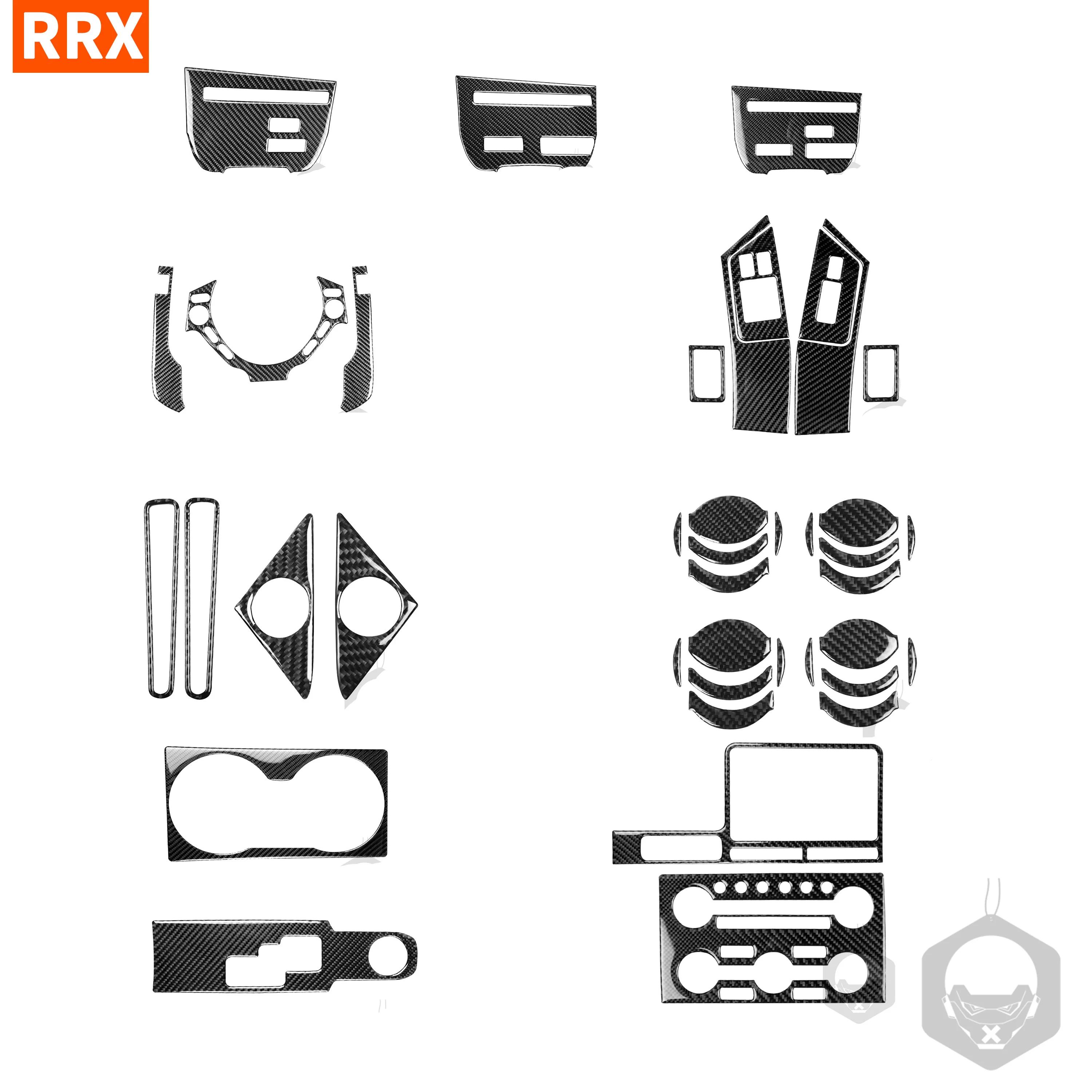 Ensemble complet d'autocollants en Fiber de carbone véritable, accessoires d'intérieur de voiture po
