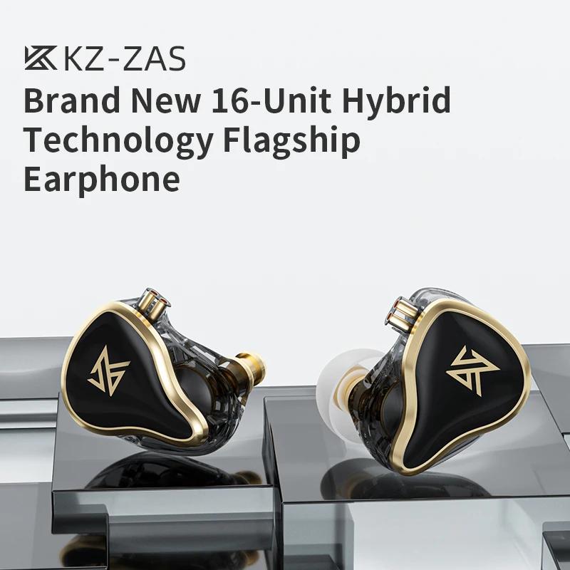 KZ ZAS-Écouteurs filaires à technologie hybride, intra-auriculaires, HIFI, réduction du bruit, bouch