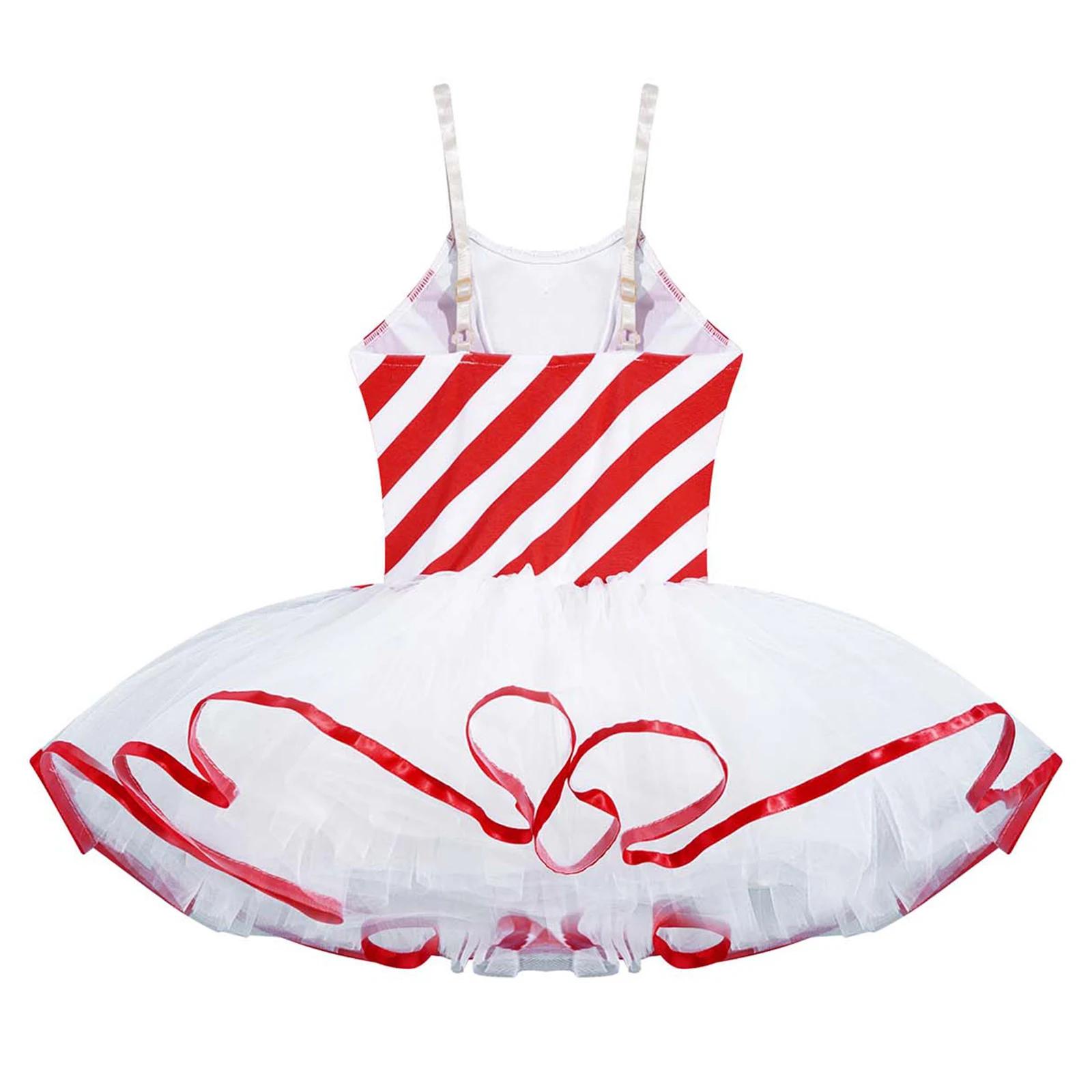 Robe de danse tutu de ballet rayée Candy Cane pour filles, patinage artistique de Noël, costume de d
