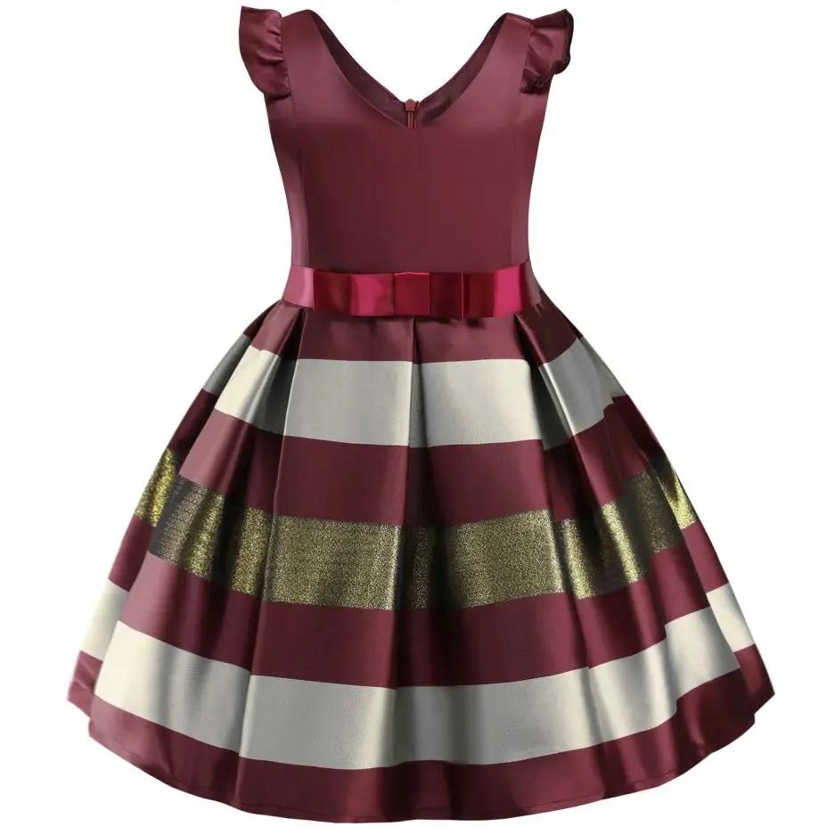 Robe à rayures à fleurs pour petites filles, robes de fête de mariage à fleurs, robe de princesse de