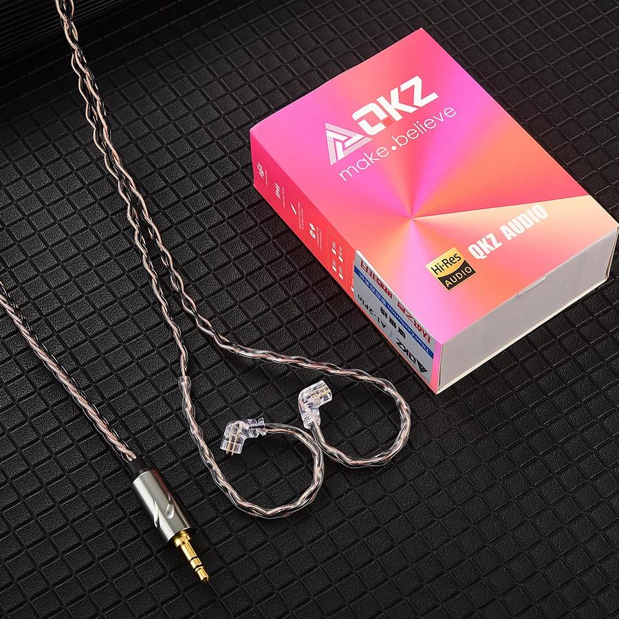 QKZ T1 câble pour écouteurs Type QDC câble de mise à niveau en cuivre plaqué argent 3.5mm casque fil