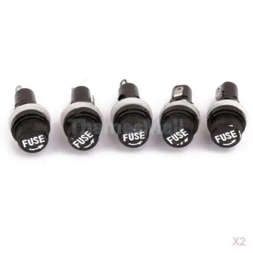 10 pièces 5*20mm porte-fusibles en verre noir tube d'assurance prise porte-fusible pour 5*20 assuran