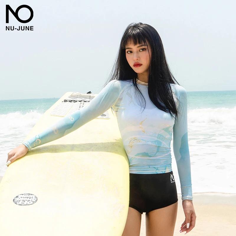 Maillot de bain manches longues femme protection solaire fendu surf plongée flottant