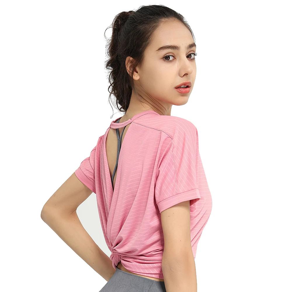 Chemisier de sport en Nylon pour femmes, haut court décontracté, pour Fitness, dos nu, respirant, Gy