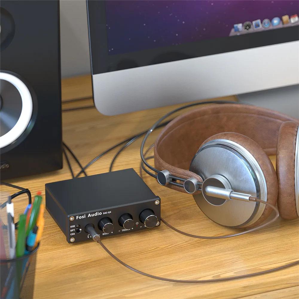 Fosi Audio Q4 Mini stéréo USB Gaming DAC et amplificateur de casque adaptateur de convertisseur Audi
