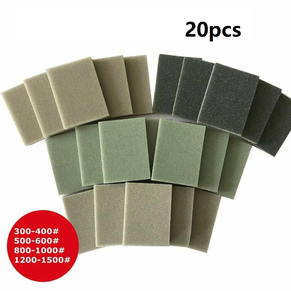 20 pièces éponge bloc de ponçage humide sec meulage papier de verre 300-400 500-600 800-1000 1200-15