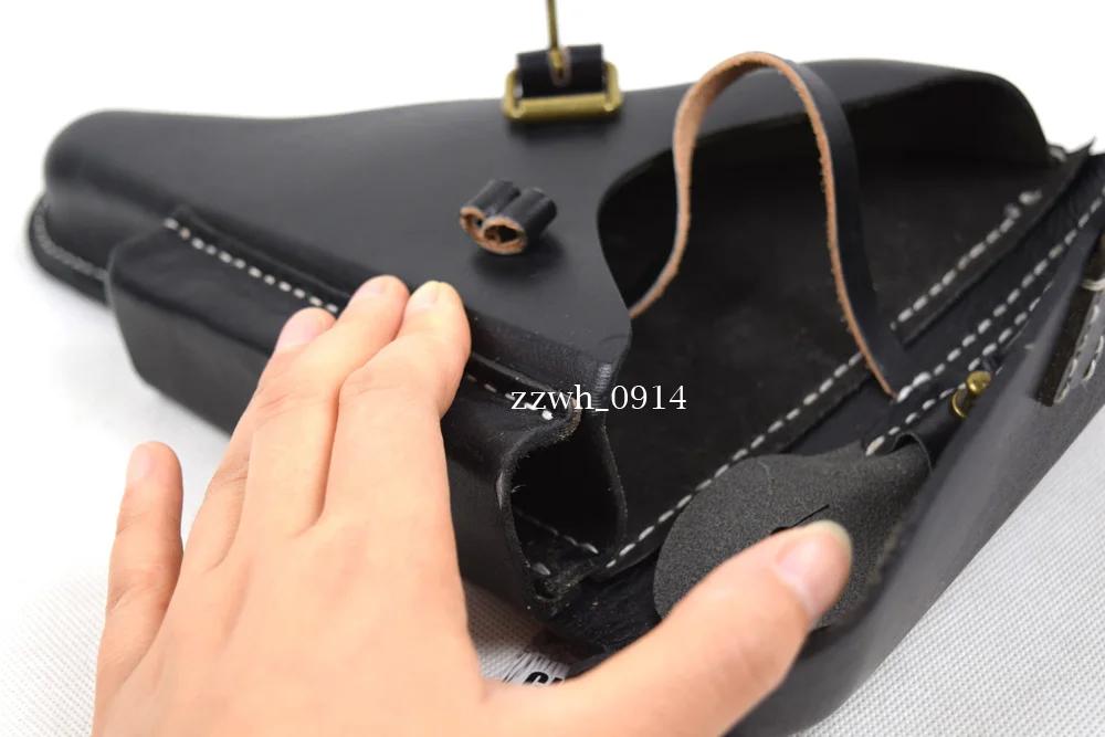 Reconstitution Allemand Luger P08 P-08 Étui rigide Cuir noir