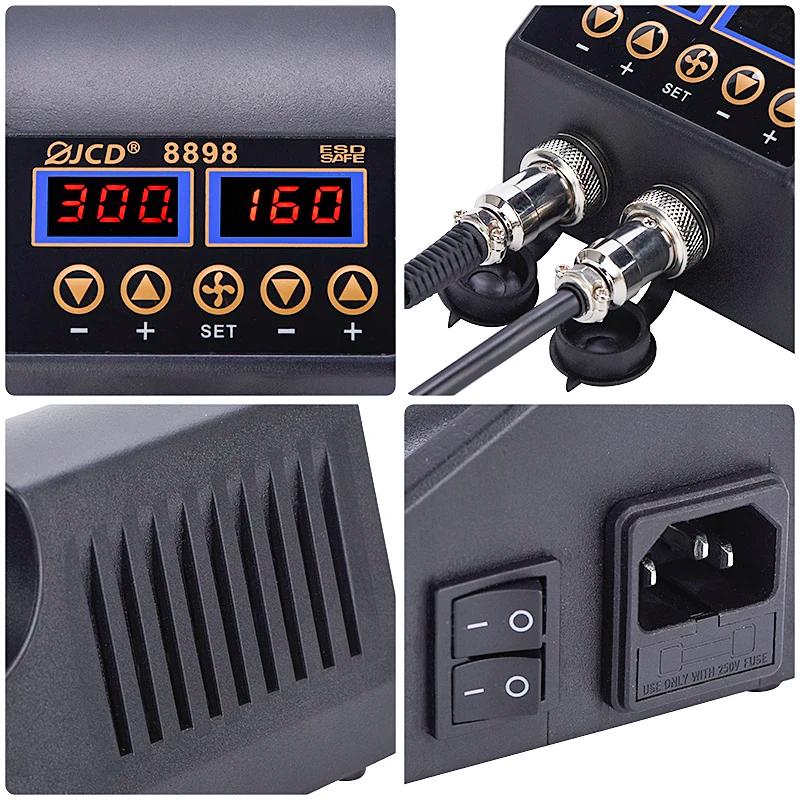 JCD-Pistolet à air chaud 2 en 1 750W, affichage numérique LCD, station de expédide soudage pour télé
