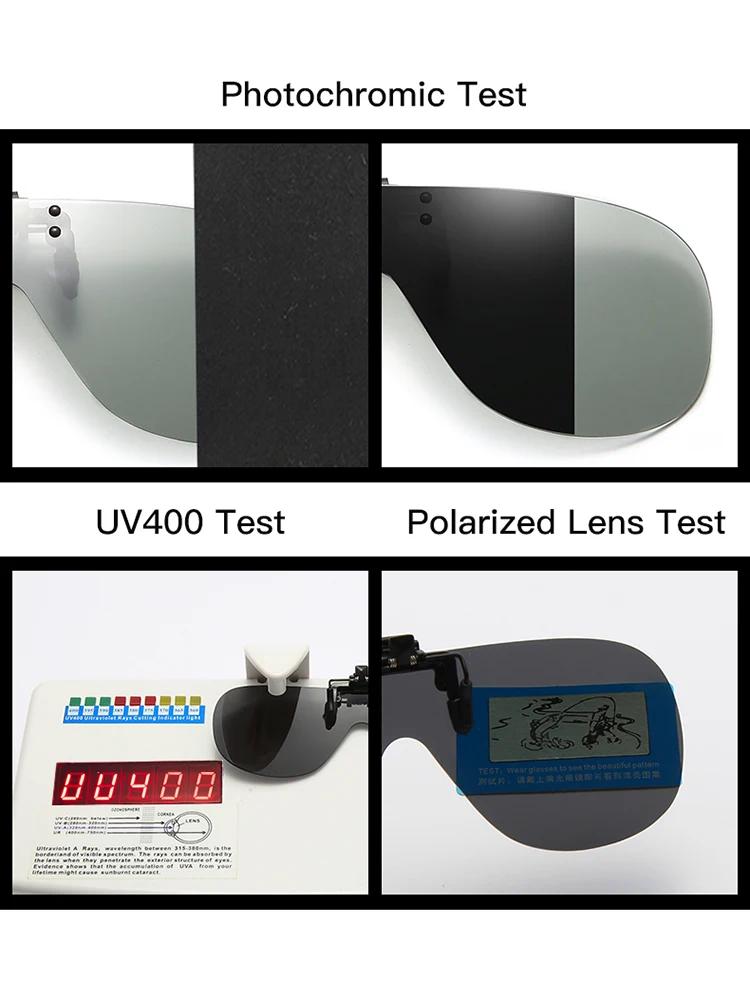 VIVIBEE Flip Up Clip sur lunettes de soleil polarisées pêche hommes lentille grise conduite UV400 Av