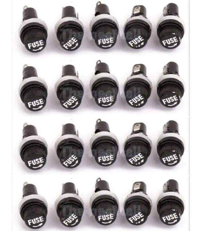 10 pièces 5*20mm porte-fusibles en verre noir tube d'assurance prise porte-fusible pour 5*20 assuran