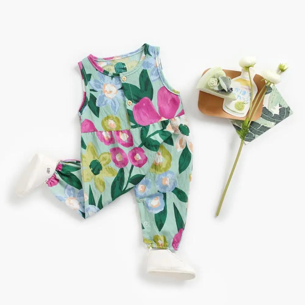 Sanlutoz fleurs bébé filles body sans manches été bébé body coton bébé vêtements pour nouveau-né