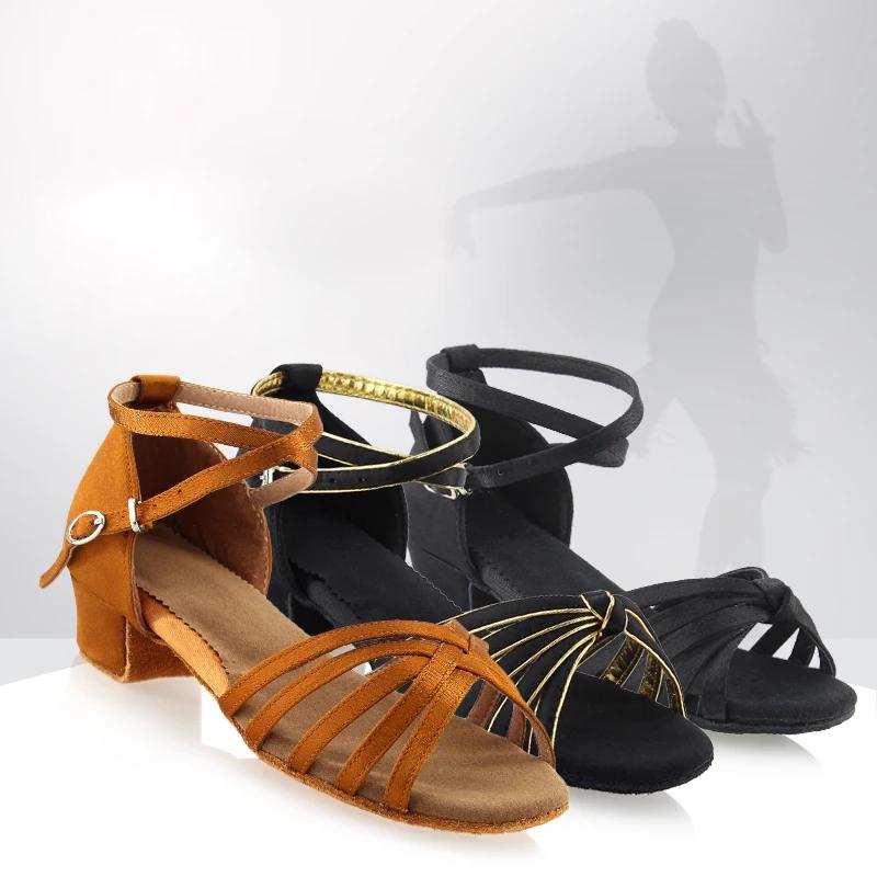 Chaussures latines talons bas pour filles - Danse Tango Rumba Salsa salle de bal femmes