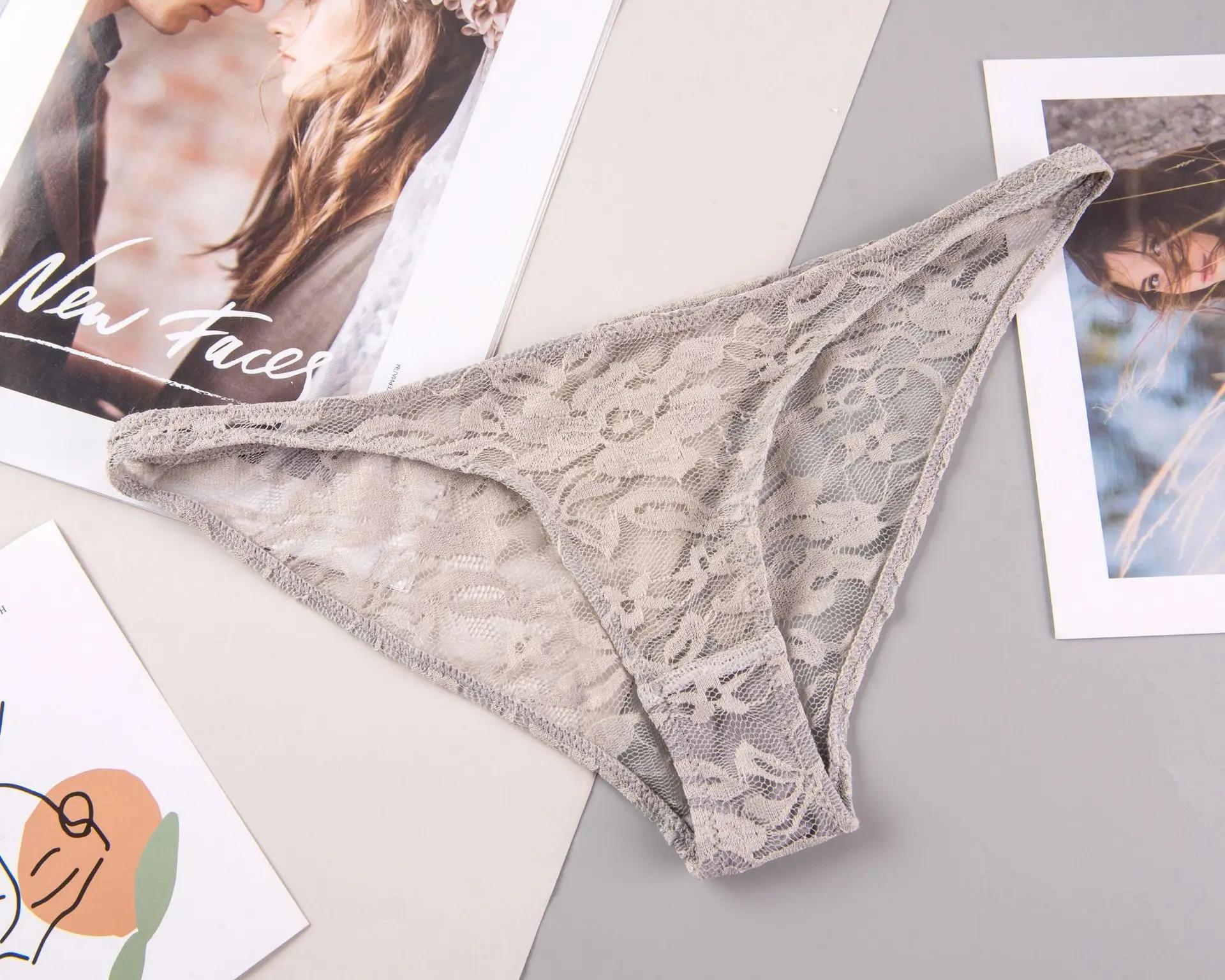 Sous-vêtements Sexy en dentelle pour femmes, culotte transparente et confortable, taille basse, sans