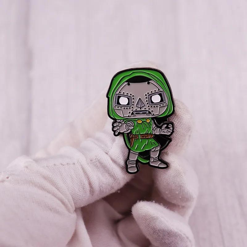 Broche de masque MF DOOM, broche d'art Hip Hop, Badge de dessin animé