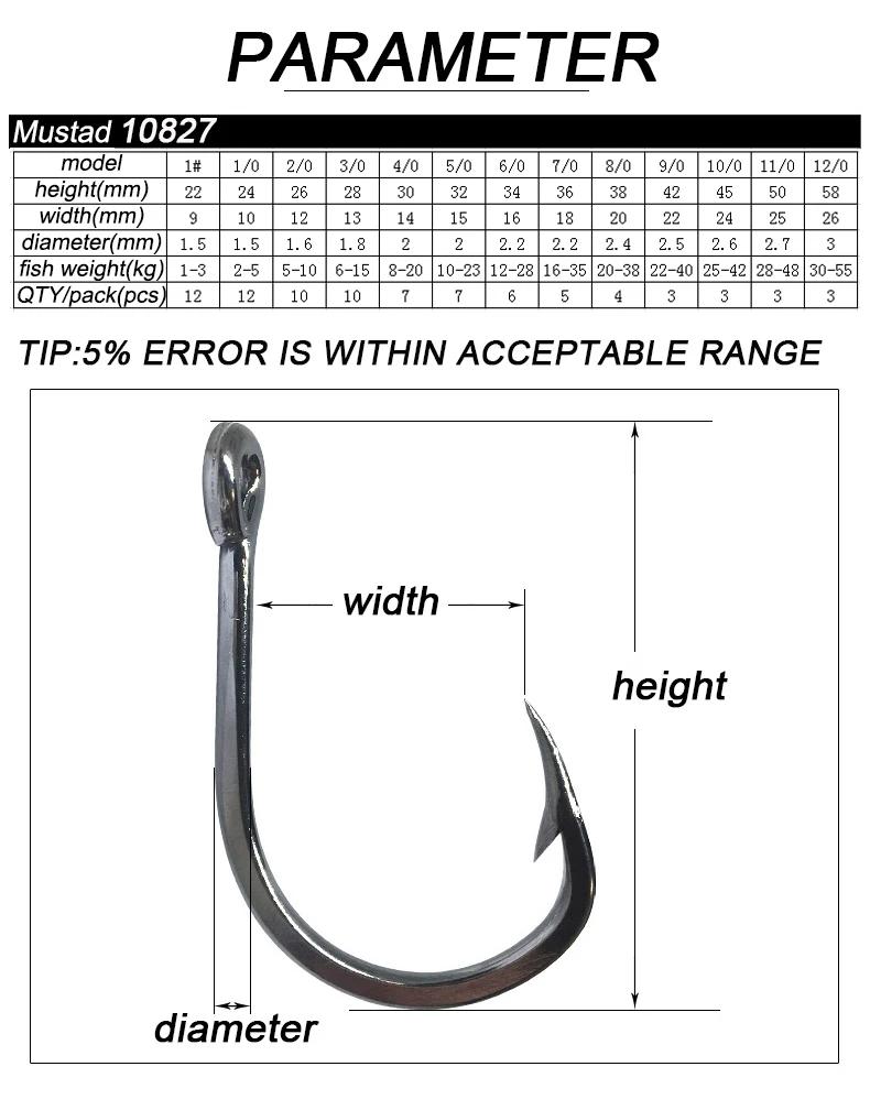 Mustad Norvège Origine Hameçon de pêche en mer Super Puissance Hameçons circulaires de grande taille