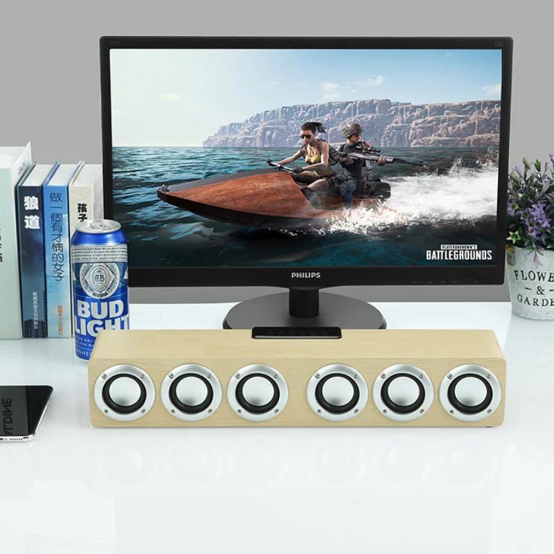 Haut-parleur colonne Bluetooth portable pour cinéma maison, haut-parleur en bois sans fil, radio-rév